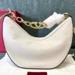 Valentino Small Vlogo Moon Hobo Bag In Grainy Calfskin With Chain